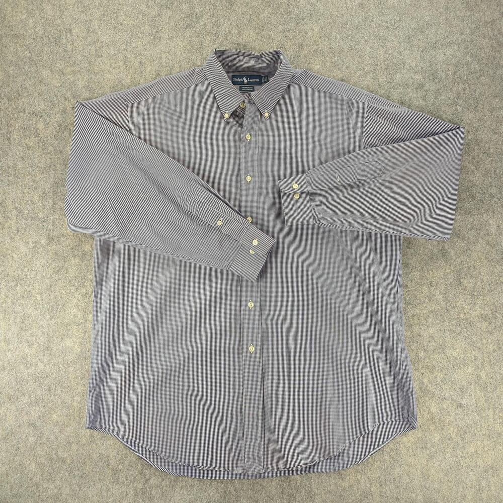 Ralph Lauren Shirt Mens XL Yarmouth Button Down Classic Fit Dress Check Plaid